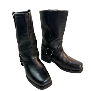 Xelement Women's Black Classic Full Grain Leather Harness Motorcycle Boots Sz:9